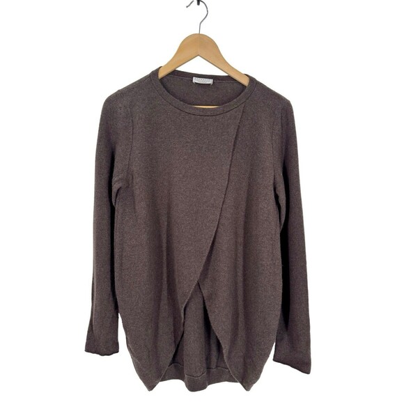 Brunello Cucinelli Sweaters - Brunello Cucinelli Italy Brown 100% Cashmere Wrap Front Sweater FLAW Women’s L